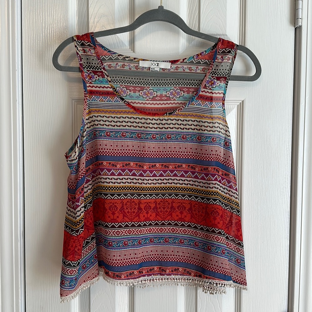Forever21 Sheer Colorful Crop Top